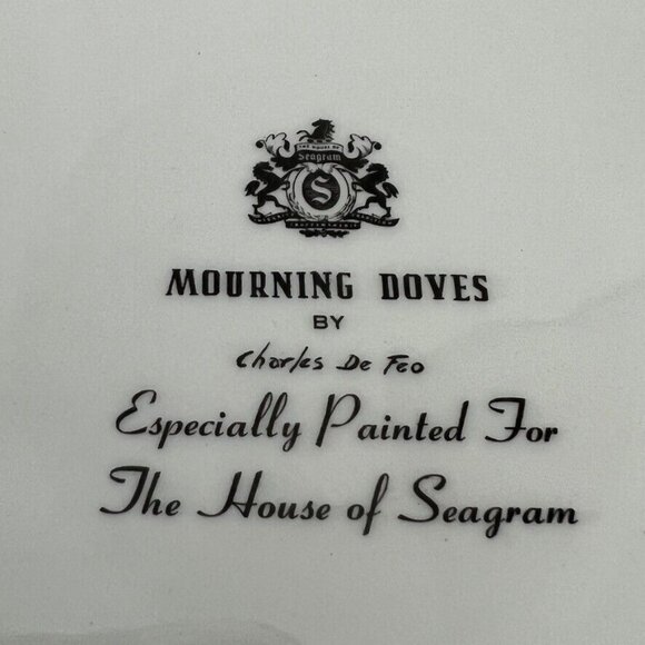 The House of Seagram Decorative Plate by Wm J Schaldach Morning Doves 10" Wildli - Picture 9 of 11